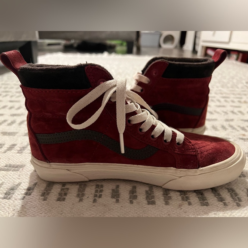 Burgundy Hi-SK8 Vans - Size 5.5 M